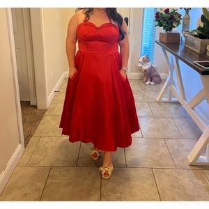 Red dress with pockets